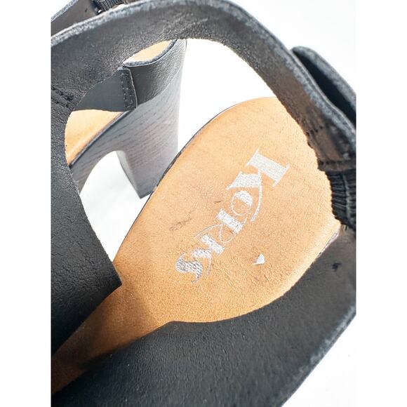 Korks Arden Platform Block Heel Slingback Peep Toe Studded Faux Leather Sandals - Picture 5 of 7